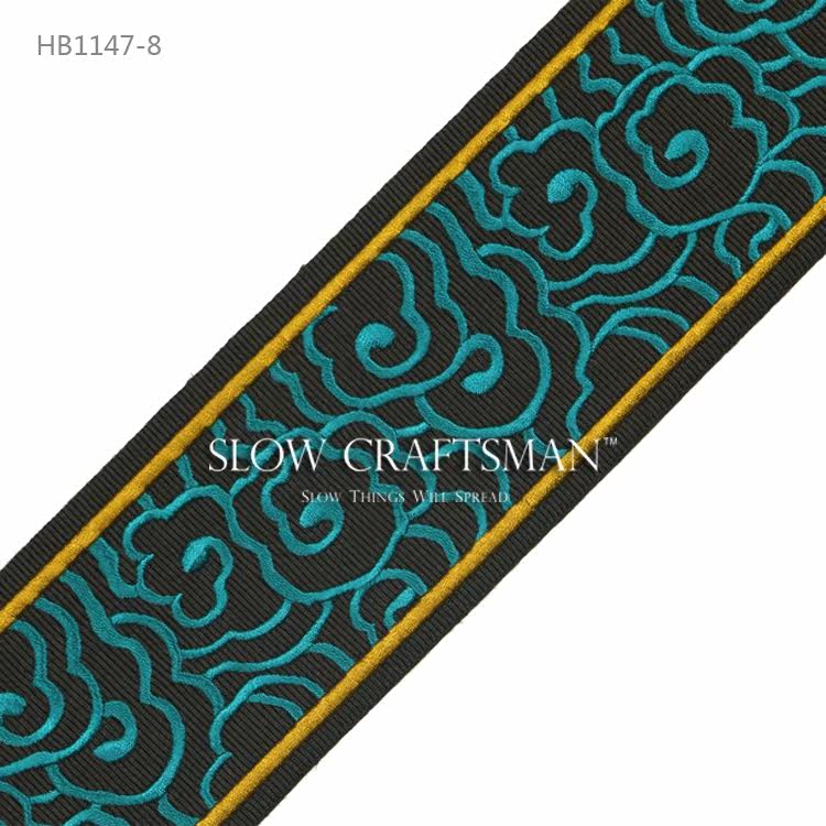 Кружевная кайма slow craftsman出口欧洲高端东方系列 窗帘抱枕灯具刺绣祥云花边