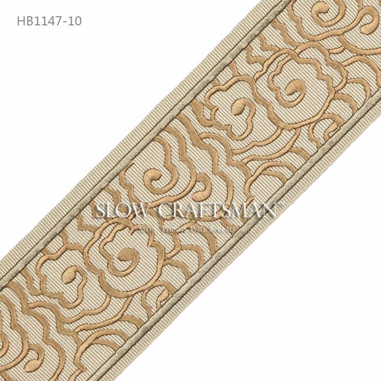 Кружевная кайма slow craftsman出口欧洲高端东方系列 窗帘抱枕灯具刺绣祥云花边