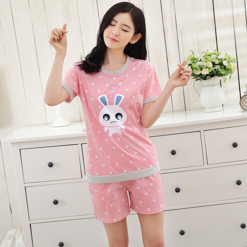 ngày pajama mới Womens thiết ngắn tay áo mỏng sinh viên đại học ngắn dễ thương 3 người lớn cơ sở hệ trung học.