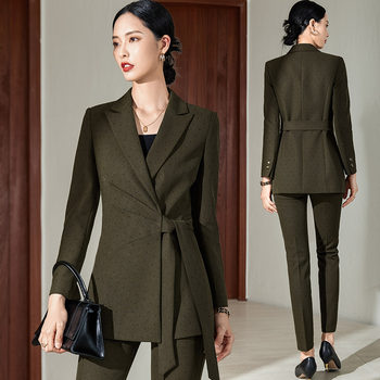 Design sense niche Korean version temperament long-sleeved suit suit women's autumn and winter new casual commuter ladies lace-up suit