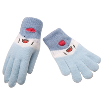Childrens gloves cartoon cute autumn and winter boys and girls baby elementary school students wool five fingers to keep warm in winter