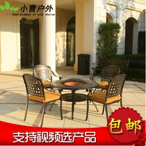 Outdoor table and chair Balcony combination Garden cast aluminum barbecue grill table and chair Garden leisure indoor and outdoor Wrought iron table and chair kit