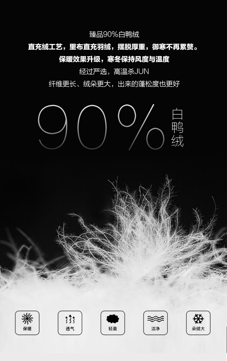 七匹狼 2020冬季新款 90%鹅绒 压胶防泼水 男薄款立领羽绒服 图33