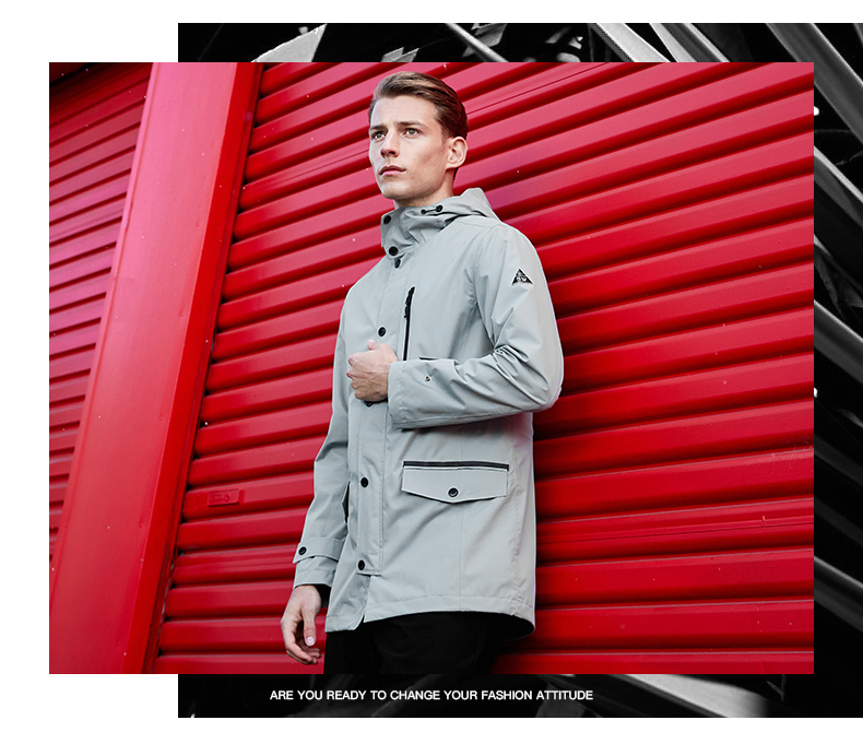 Bảy con sói thể thao trench coat Mùa thu và mùa đông mới thời trang nam trùm đầu dài túi nhiều túi áo khoác gió áo the north face xuất khẩu