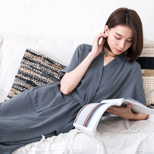 Тонкий летний банный халат, демисезонная быстросохнущая длинная пижама для влюбленных, короткий рукав, длина макси