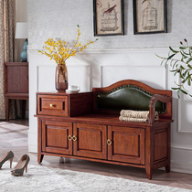 Shoe stool Home door strip stool with backrest shoe cabinet solid wood available in a shoe changing chair for a stool American change of shoes stool