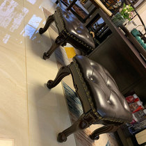 Eurostyle solid wood short stool living room tea table stool American small square stool retro round stool children swapped shoes stool genuine leather small bench