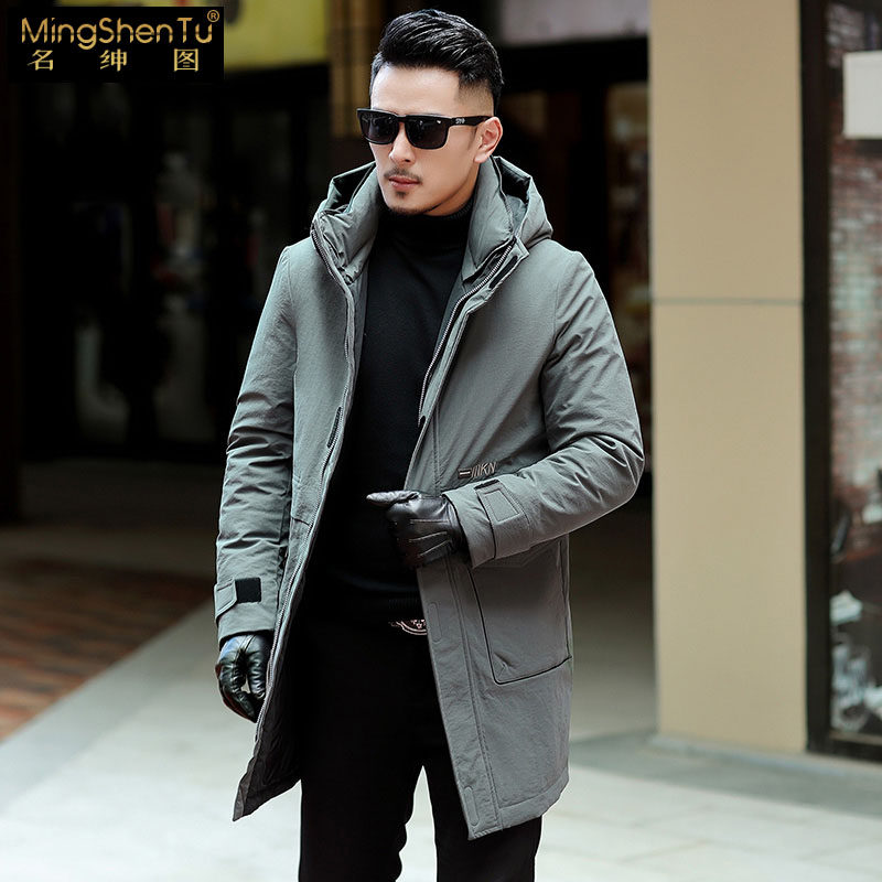 Long version in men's clothing for men's business casual fashion big clothes winter warm and hat jacket blouses Z1019