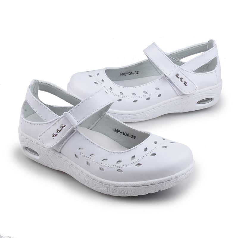 佰 夏季 mùa hè da y tá giày nữ trắng nêm với rỗng breathable non-slip làm việc thấp để giúp dép giày mẹ