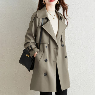 Women's Trench Coat for Spring, Autumn, and Winter 2025, New Trendy Popular Casual Mid-Length Coat for Petite Women, Stylish Overcoat