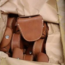 Military Fans Old Stock Pure Cow Leather 60-70 Years Wind Mirror Leather Case Grocery Box Decoration Leather Case Collection Old Stock