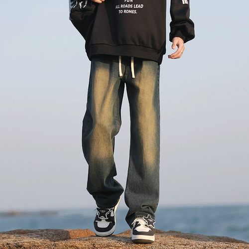 Летние тонкие джинсы, штаны, в американском стиле, свободный прямой крой, осенние