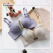 Small breast lace thickened 6cm bra without steel ring gathered big and comfortable a cup flat chest set summer womens underwear