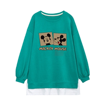 Early autumn long-sleeved sweatshirt 2023 new womens super hot fashion fake two-piece large size fat mm loose mid-length top