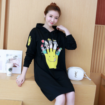 Super fire lazy wind sweater 2020 new womens long sleeve dress Korean version of spring and autumn thin loose hooded long