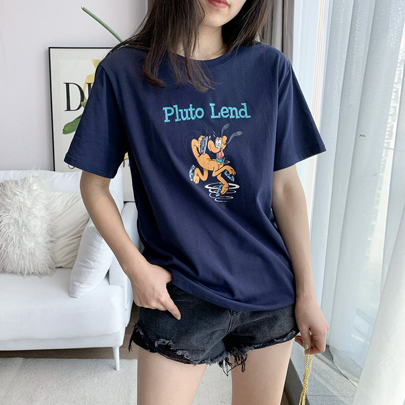 Cartoon White Pure Cotton Short Sleeve T-shirt Woman Summer 2022 New Undershirt Loose Mid Half Sleeve T-shirt Blouse