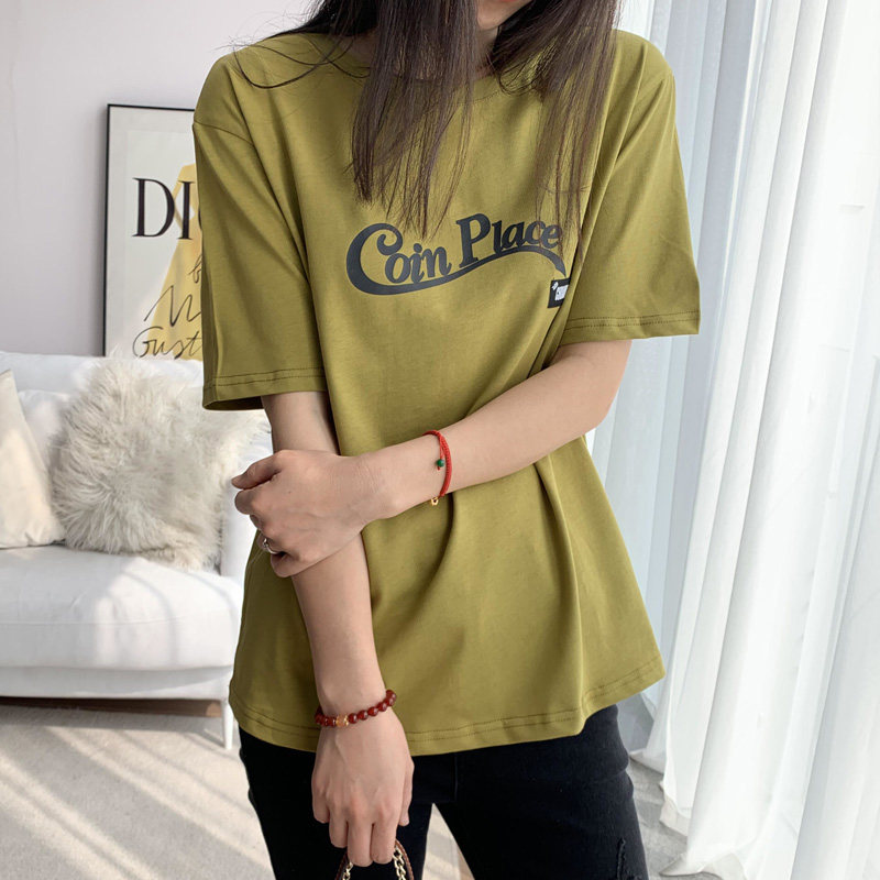 Short-sleeved t-shirt women's bottoming shirt with spring and summer clothes 2022 new loose student letter half-sleeve t-shirt top women