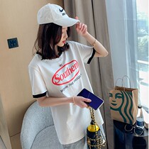 White T-Shirt Woman Short Sleeve Pure Cotton 2022 New Summer Alphabet Printed Half Sleeve Body Shirt Couple Blouse Tide
