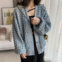 Foggy Blue Thin Fung Jacket Woman 2022 Spring Autumn New Loose Long Sleeve Small Fragrant Wind Student Cardiovert Blouse