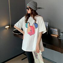 Mitch White T-Shirt Woman Short Sleeve Pure Cotton 2022 Spring Summer New Blouses Loose Korean version half sleeve body Ins damp