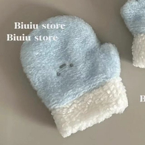 Salt Fish plush winter new small small blue gloves cute winter gloves for girlfriend