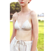 Chen Xiaoman linen without steel ring underwear womens summer thin back bra close body Big Chest show small French triangle cup