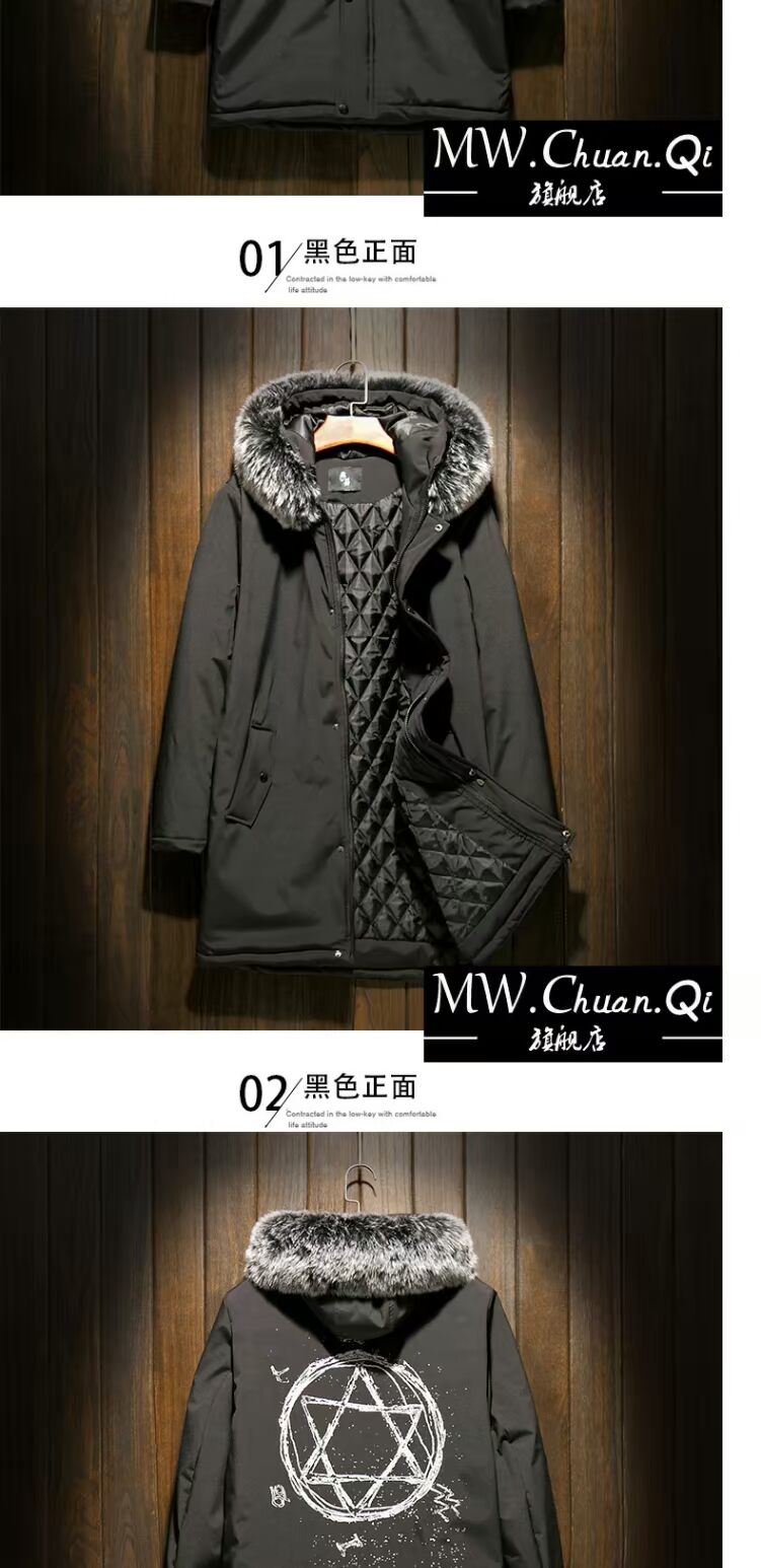 Quần áo cotton nam MWCQb003 mùa đông 2018 mới Quần áo cotton nam phiên bản Hàn Quốc của xu hướng mũ trùm đầu dày phần dài - Quần áo độn bông thể thao áo phao lông vũ lining