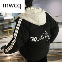 MWCQm01d cotton nam xu hướng mùa đông Phiên bản Hàn Quốc của nhíp cotton quần áo cotton dày sinh viên dịch vụ bánh mì ngắn chất béo - Quần áo độn bông thể thao áo phao nữ dài