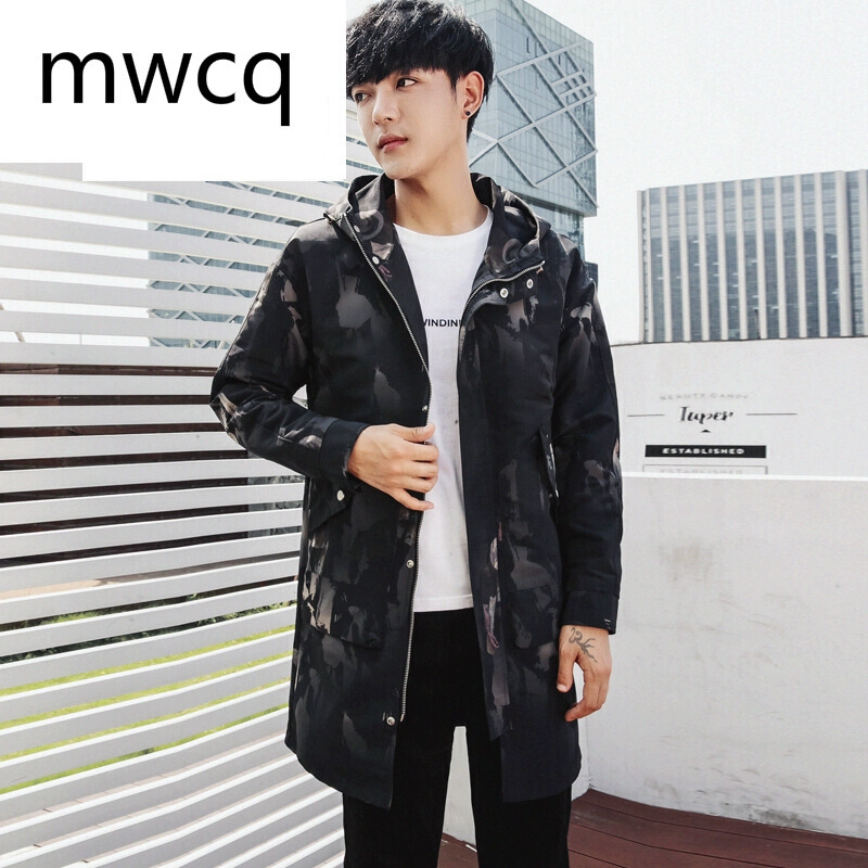 MWCQm01d2018 áo gió nam mới giữa mùa xuân và mùa thu mỏng trùm đầu ngụy trang áo khoác giản dị của Hàn Quốc - Áo gió thể thao