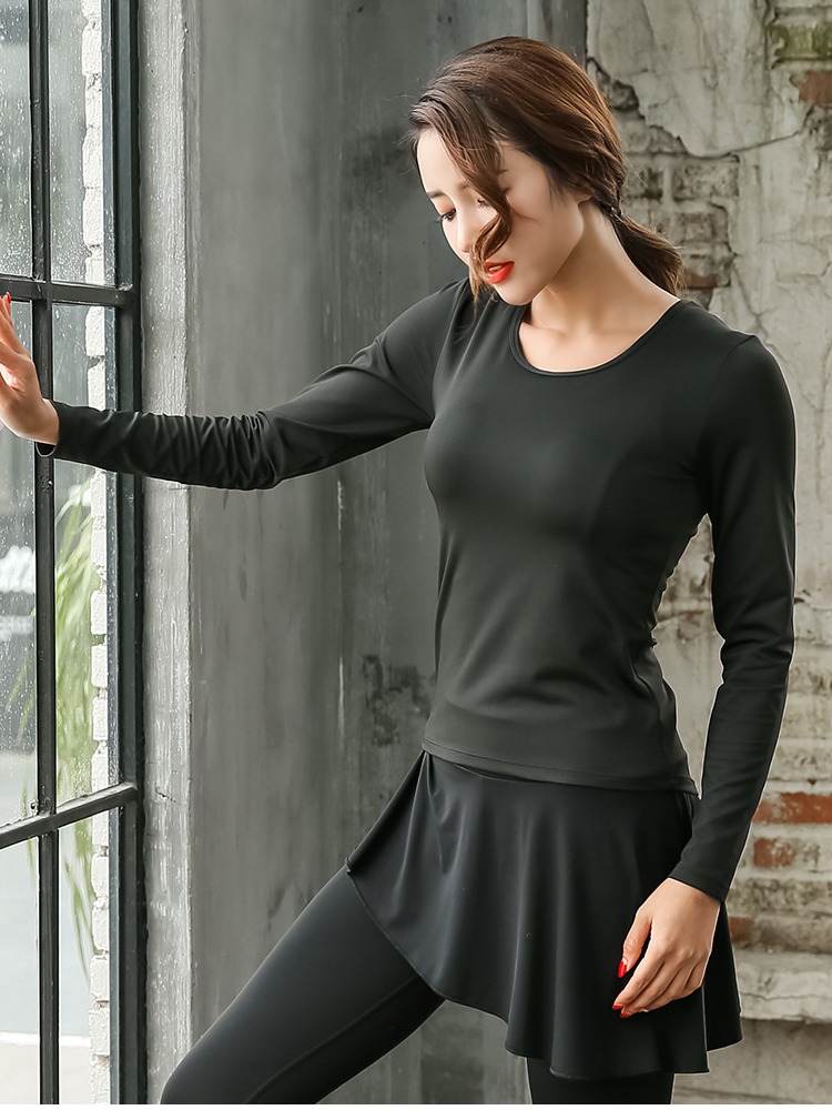 Quần áo thể thao MWCQ ngọn bó sát quần bó sát quần áo nữ yoga quần áo dài tay thoáng khí nhảy dài - Quần áo tập thể hình áo legging nam