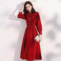Toast 2021 new wine red usually can wear long sleeve wedding bride dress engagement casual fall