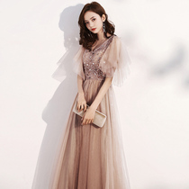 Evening dress female banquet 2021 New temperament senior texture long high end light luxury socialite host dress