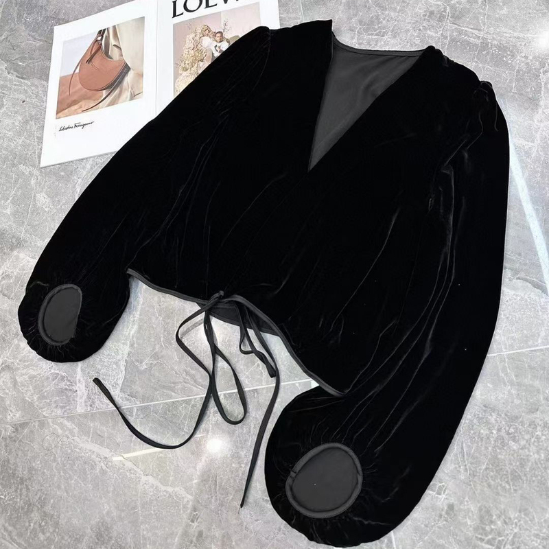 Silk Velvet High-End Women's Silk Top from Nanyou, Shenzhen, New Summer Style with Nine-Quarter Sleeves and Sun Protection Silk Velvet High-End Women's Silk Top from Nanyou, Shenzhen, New Summer Style with Nine-Quarter Sleeves and Sun Protection