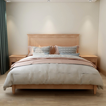 Nine-door American-style bed Solid wood backrest bed 1 8-meter double bed Master bedroom wedding bed Modern minimalist furniture combination wooden bed