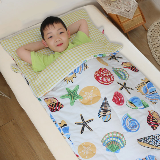 Pure cotton primary school student nap sleeping bag children's anti-kick quilt spring and autumn thin winter thick kindergarten nap quilt boy