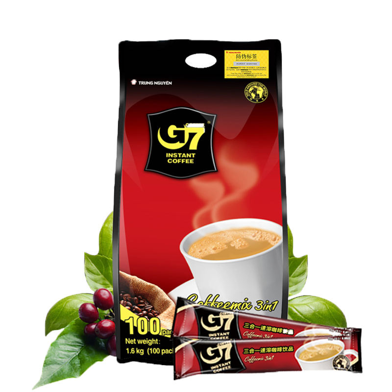 G7旗舰店越南进口美式纯黑咖啡粉速溶0糖0脂减无糖健身提神正品