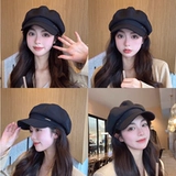 Берет, черная ретро осенняя шапка, 2023