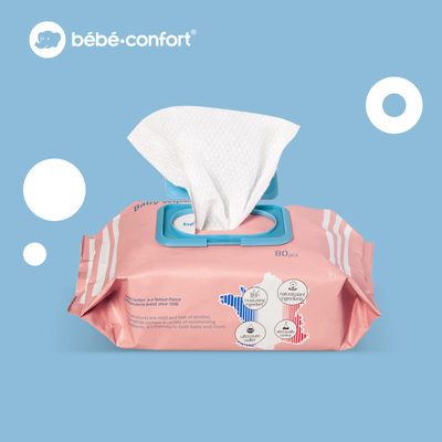 福利！法国Bebe婴儿手口加厚湿巾80抽