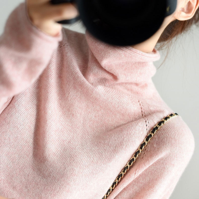 Pink Turtleneck Sweater Base Layer for Women 2025 New Autumn and Winter High-End Stylish Trench Coat Inner Knit Top