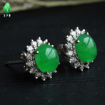 Quarrying Weng 18k gold inlaid jade ice jade earrings womens simple jade earrings fashion jade earrings