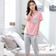 Pajama cô gái mùa hè phù hợp với bông tay áo ngắn quần bảy điểm hai mảnh quần mỏng mùa hè lỏng nhà quần áo có thể mòn