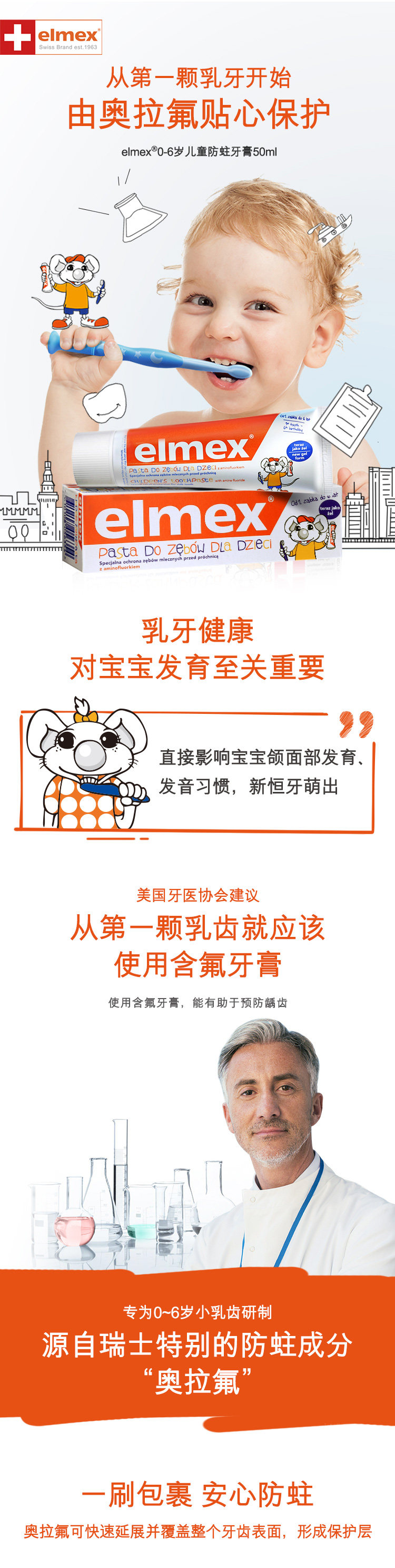 瑞士进口 elmex 艾美适儿童牙膏2支 图2