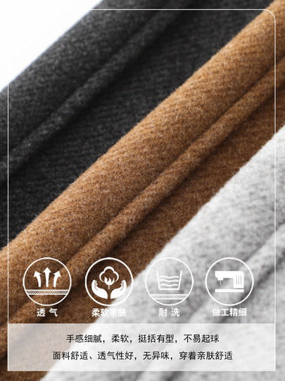 Gray Woolen Scimitar Pants Women's 2025 New Autumn and Winter Velvet Thickened Casual Sports Pants Banana Pants