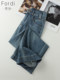 Retro jeans for women summer 2025 new summer thin loose wide-leg pants high-waisted narrow version straight nine-point pants