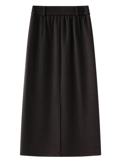 Brown sheep wool straight skirt for women 2025 new autumn high waist slimming mid-length a-line hip skirt
