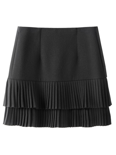 Pleated skirt, large size high-waisted skirt, fashionable woolen skirt that covers the crotch and looks slimming, a-line skirt, versatile anti-exposure cake skirt