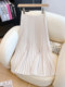 Yellow pleated skirt women's 2025 new summer high-waist slim mid-length a-line skirt versatile half skirt
