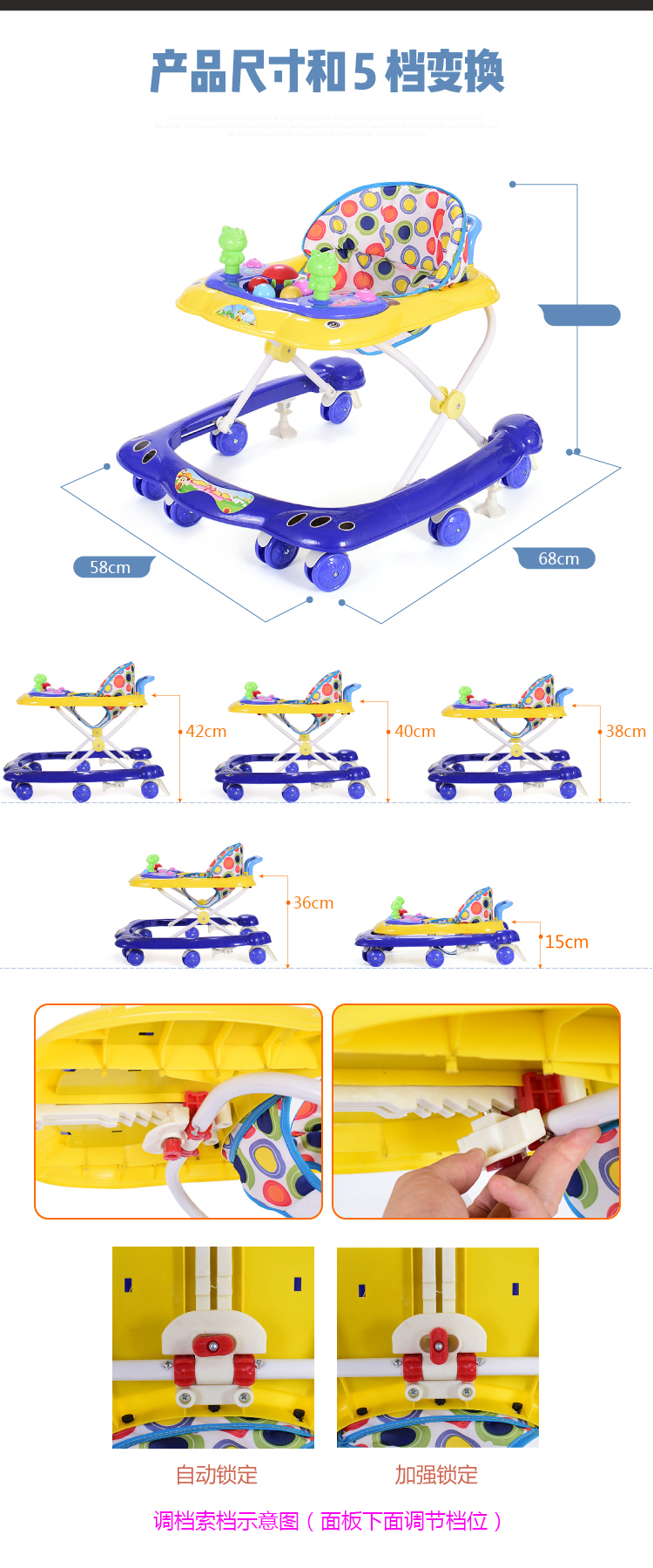 Bé sơ sinh con toddler walker 6 7-18 tháng con đa chức năng chống rollover tay đẩy vành đai