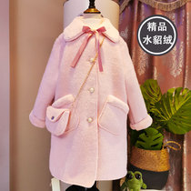 Childrens clothing 2021 girls winter clothing thickened lamb fur coat children foreign gas garnter with long mink suede coat