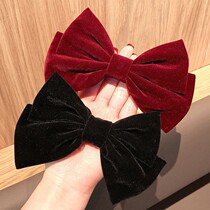 Girl Ocean Qi Retro Bow Tie Hair Accessories 2021 Winter Hair Clip Girl Han Version High-end Princess Lamp Core Suede Accessories